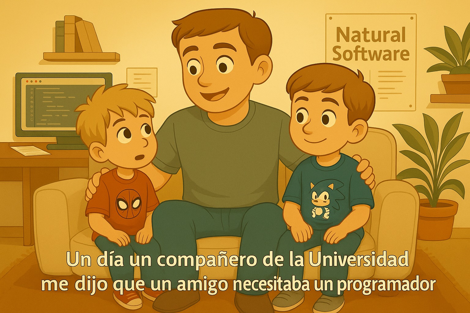 Padre hablandole a los hijos